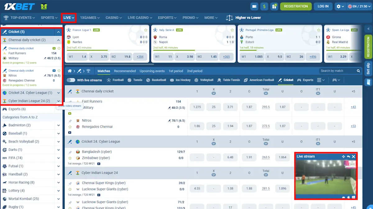 1xBet Cricket Live Betting 19 Screenshot